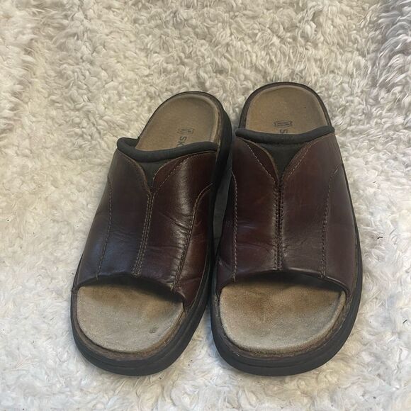 Skechers Sandals Leather Brown Slip On Sandals men’s Size 11- - Picture 5 of 10
